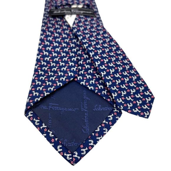 Salvatore Ferragamo Whimsical Zebra Flower Print Silk Tie - Picture 4 of 4